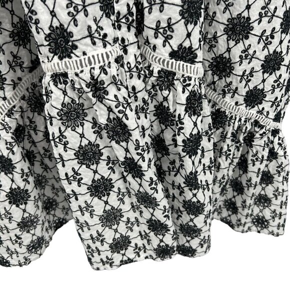 Karen Millen Plus Size 20 Contrast Cotton Broderie Belted Midi Dress Black White - Picture 7 of 15